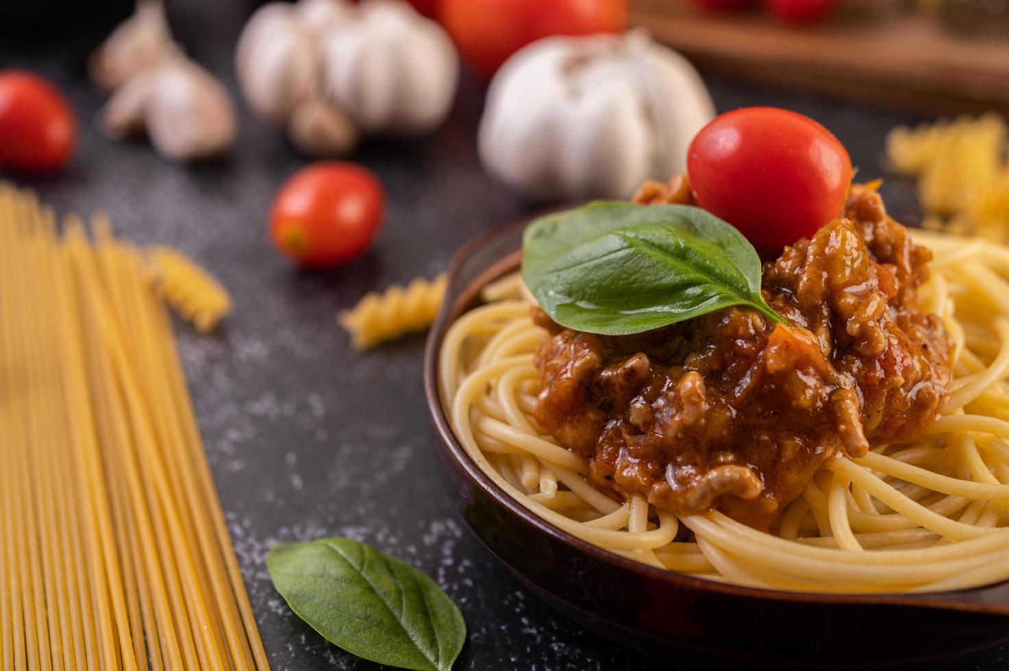 Spaghetti with homemade sauce photo