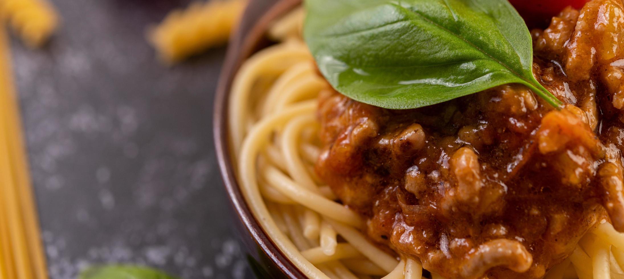 Spaghetti with homemade sauce photo