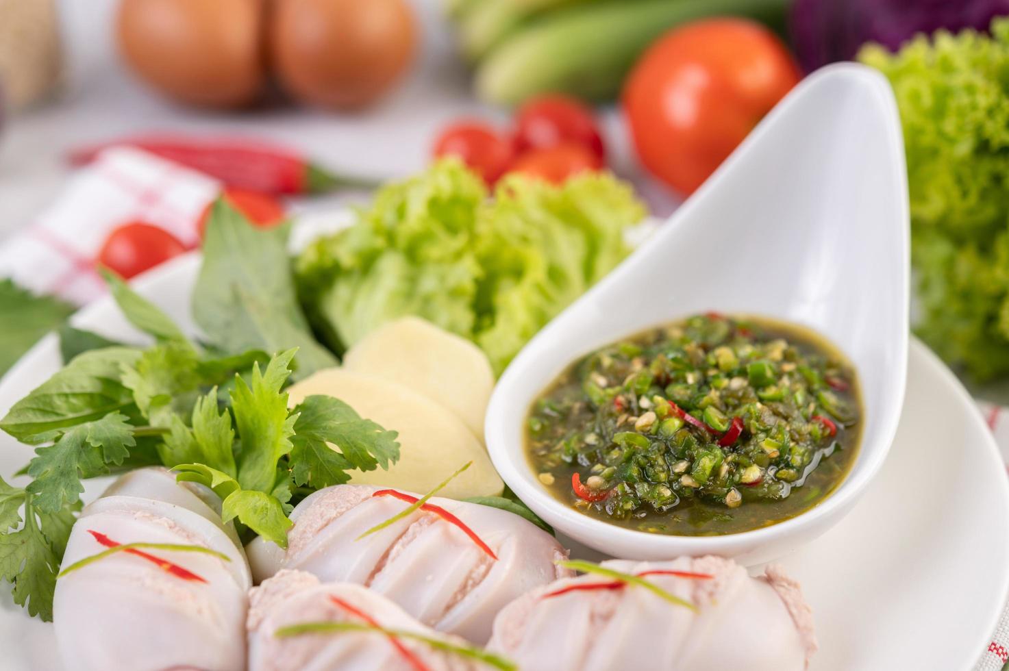 Squid stuffed pork dish photo