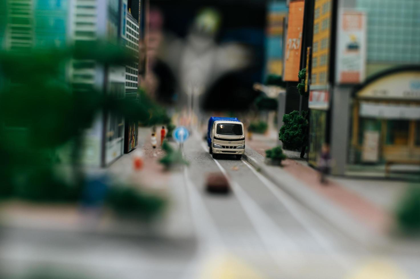 Miniature tilt shift landscape photo