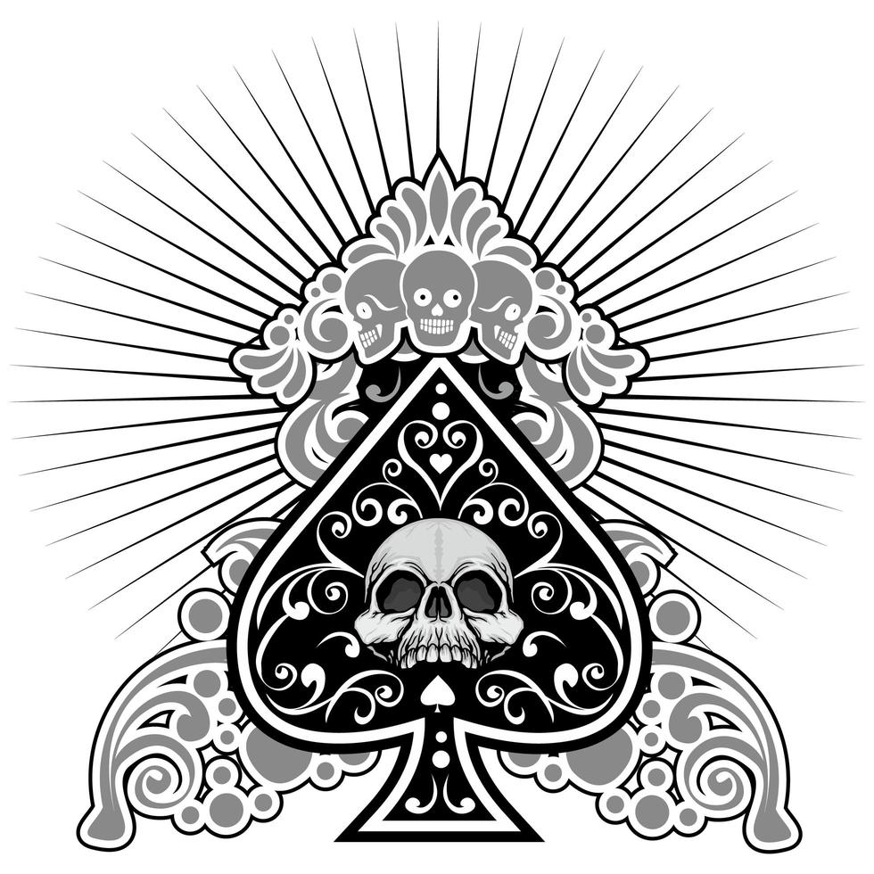 suits of cards ace of spades with skull vector