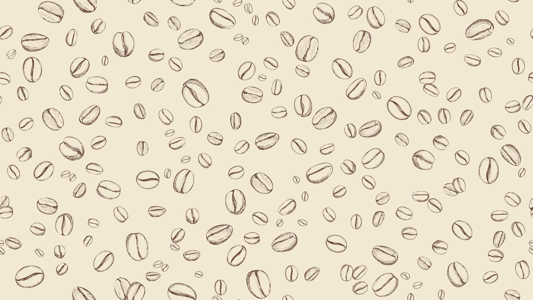 dibujado fondo transparente de grano de café. patrón con granos de café cayendo. Fondo de bosquejo de doodle de comida vector