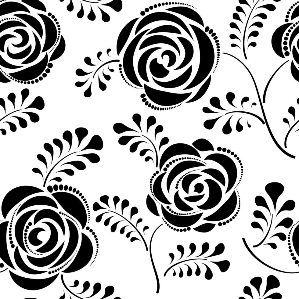 Floral seamless pattern with flower rose. Abstract swirl line bloom background. Petal tiled wallpaper vector