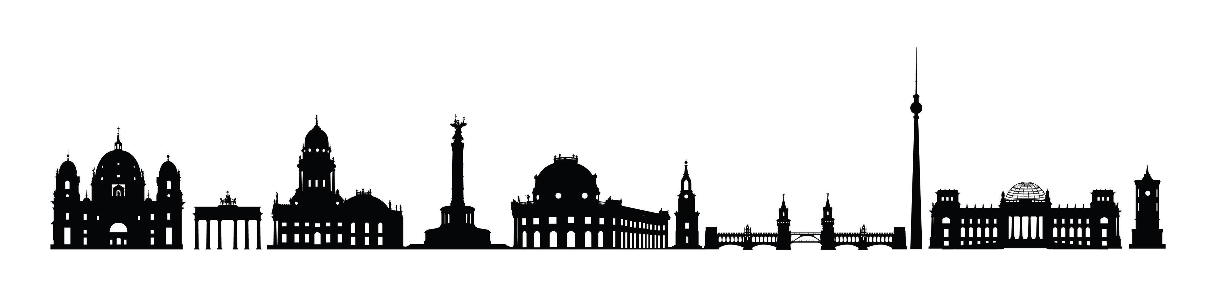 Skyline of Berlin city. Varius landmarks silhouette of Berlin, Germany. Travel Germany famous places icon set vector