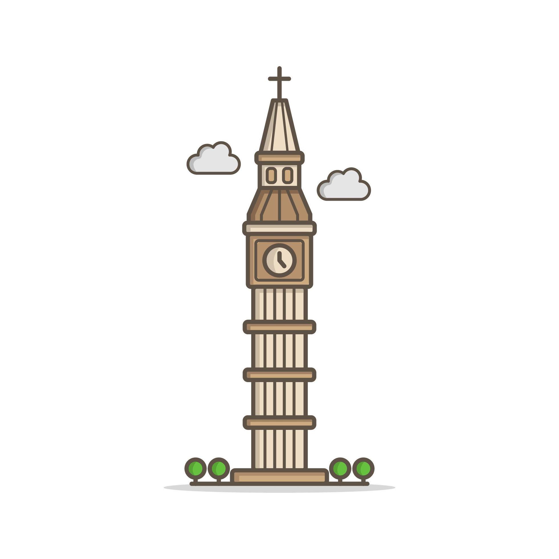 Big Ben Illustrated In Vector On White Background 1833221 Vector Art at