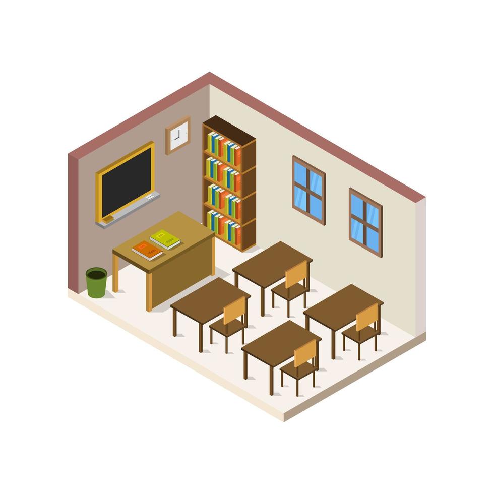 Isometric School Room On White Background Vector Art At Vecteezy