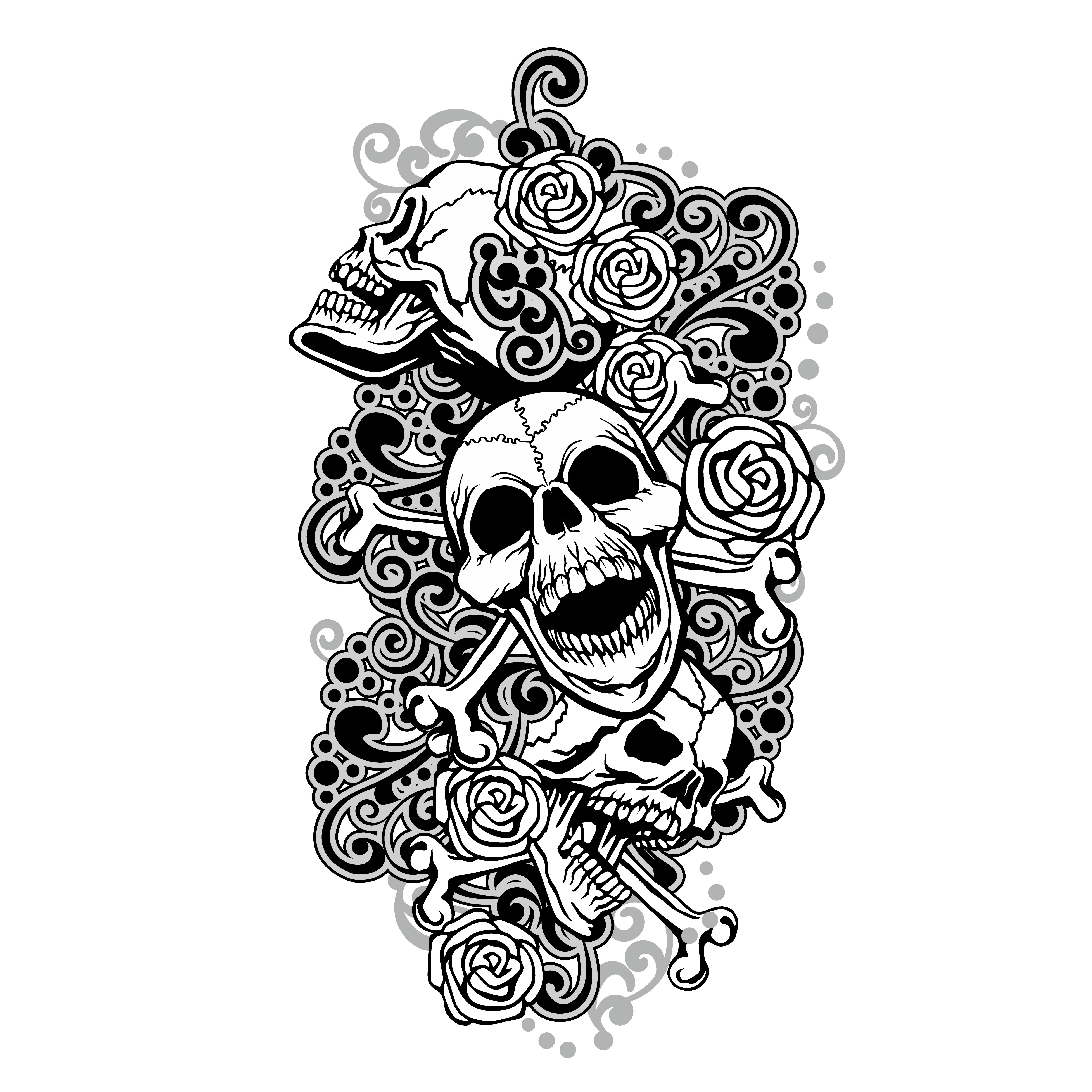 skull with flowers and vintage design 1833337 Vector Art at Vecteezy