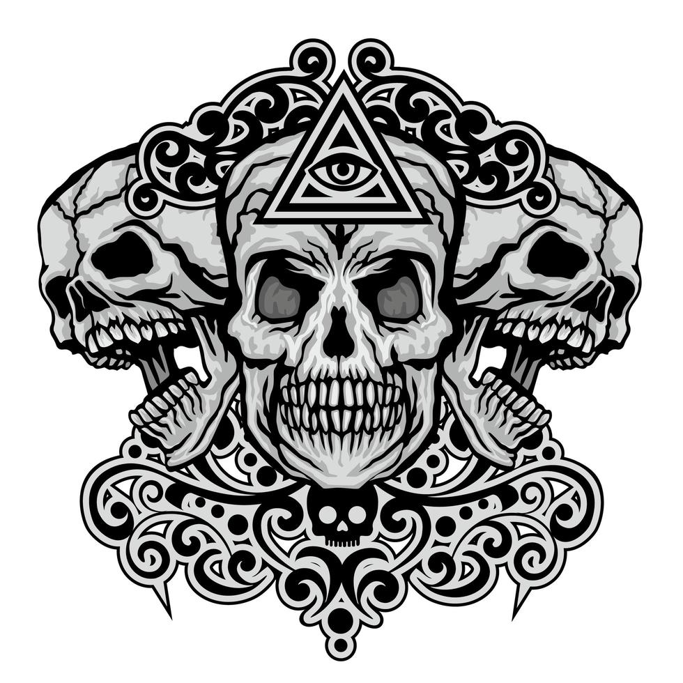 grunge skull and Eye of Providence vector