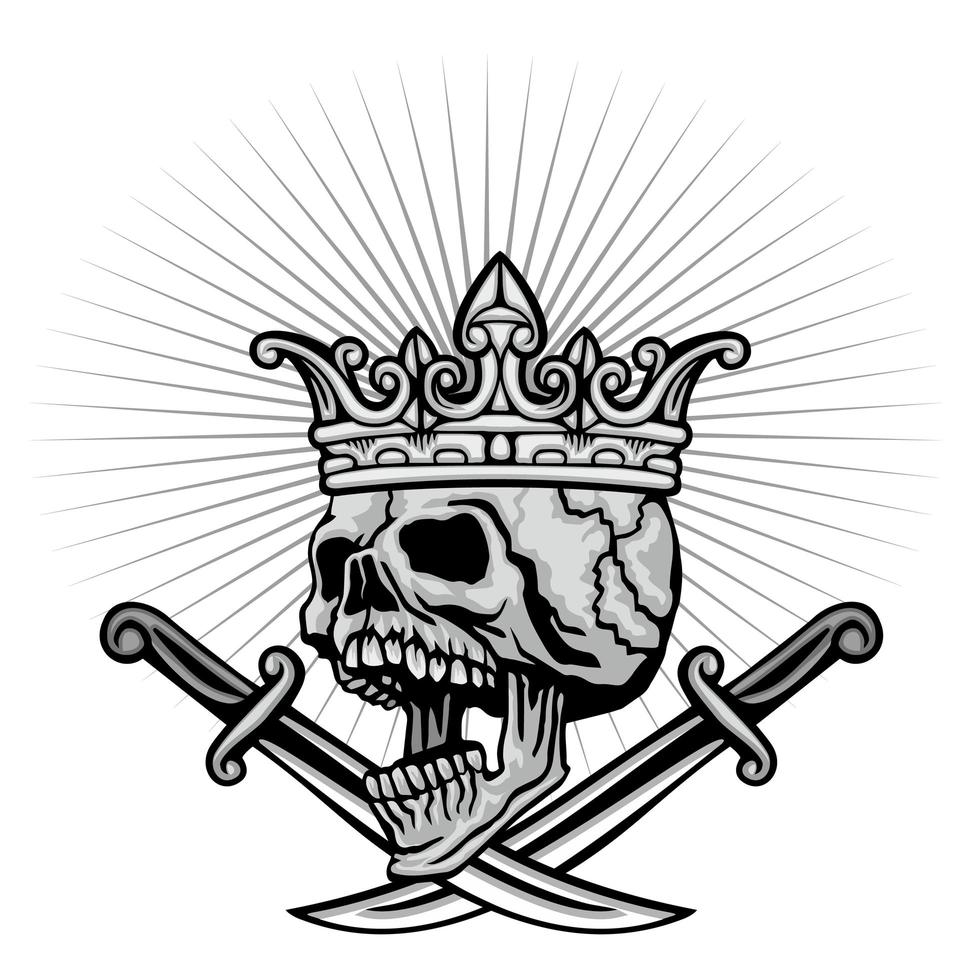 grunge skull with crown and knife vector