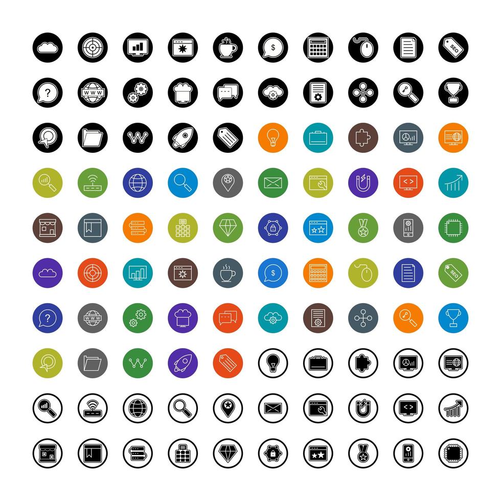 Icon Set Of Search Engine Optimization vector