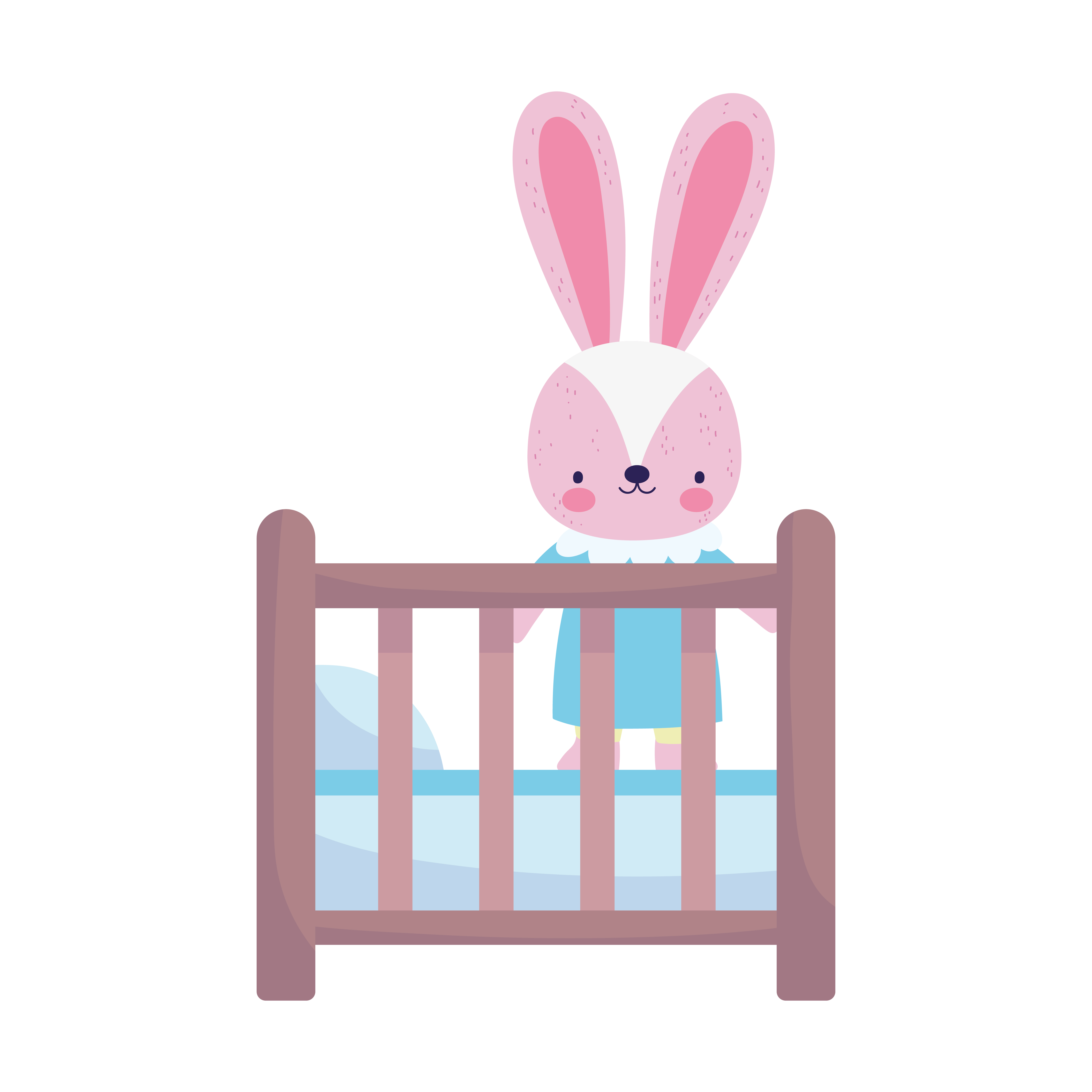 baby shower, cute bunny in crib with ball train moon cartoon, announce  newborn welcome card 1833417 Vector Art at Vecteezy