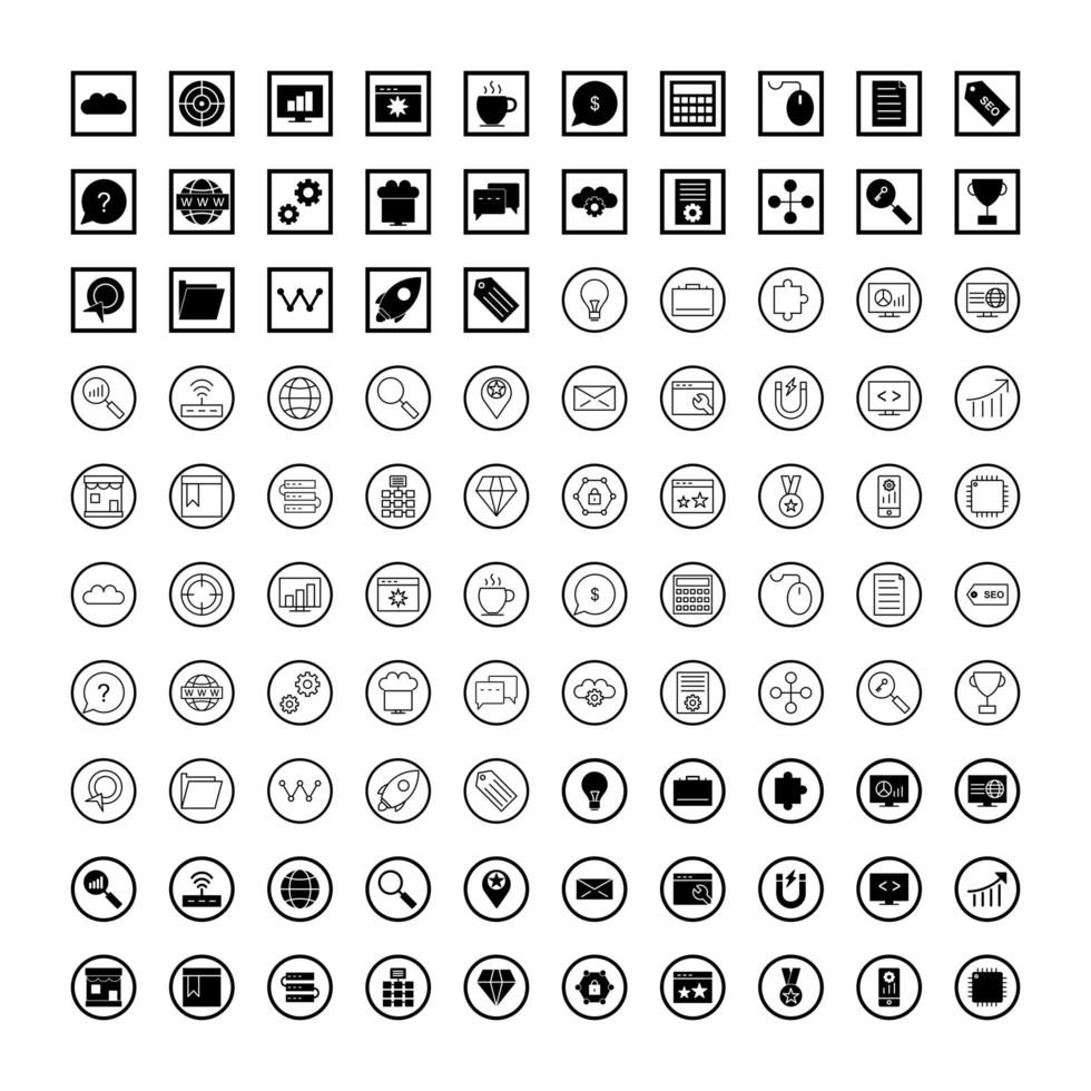 Icon Set Of Search Engine Optimization vector