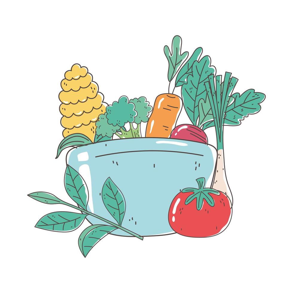bowl with carrots pepper grapes and apple fresh organic healthy food with fruits and vegetables vector