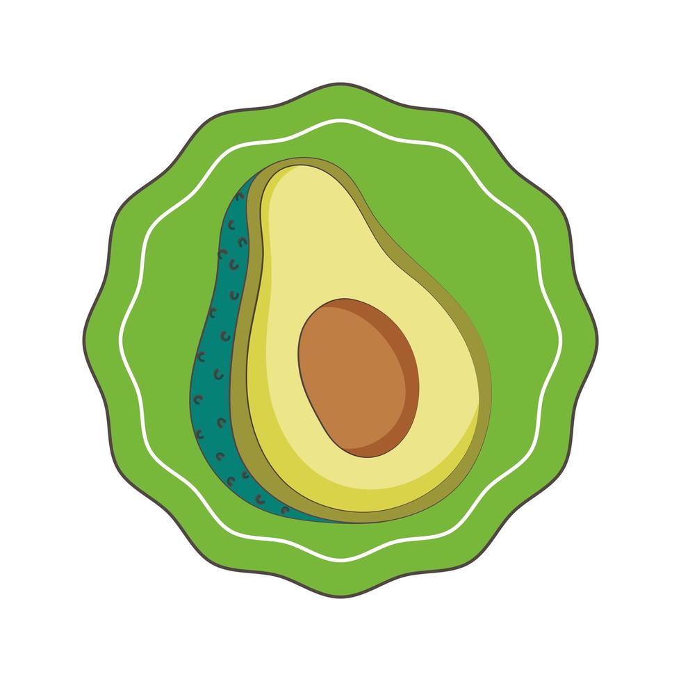 avocado fresh market organic healthy food label isolated icon vector