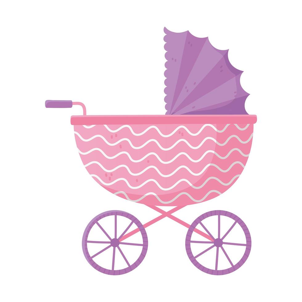 baby shower, baby pram for girl vector