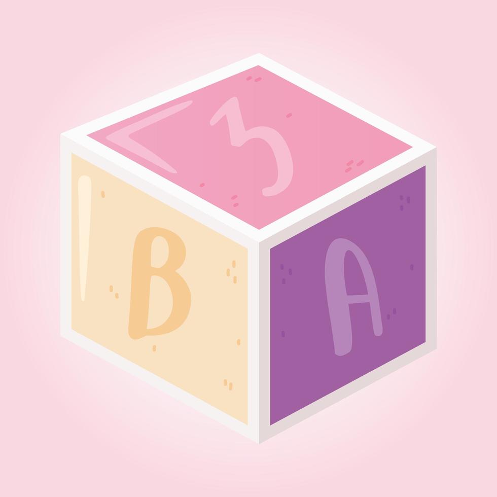 baby shower, alphabet cube toy for kids vector