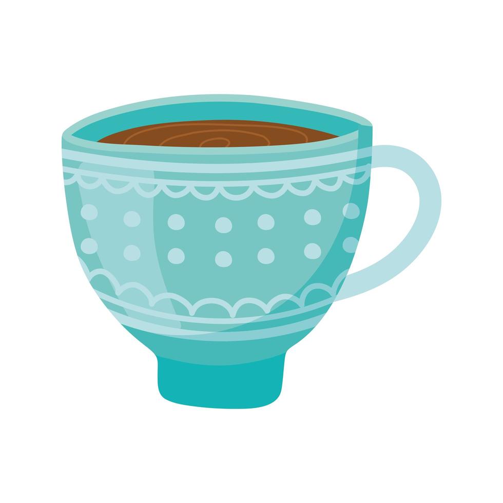 té, taza de té de cerámica diseño aislado de bebidas vector