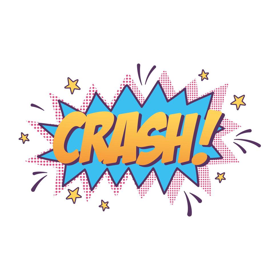 crash lettering pop art element sticker icon isolated design vector