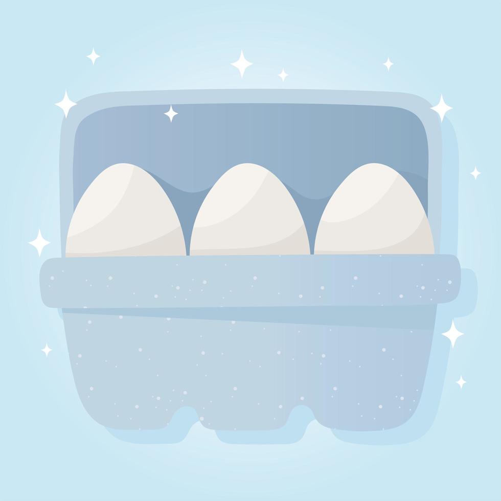 eggs on box breakfast, grocery purchases vector