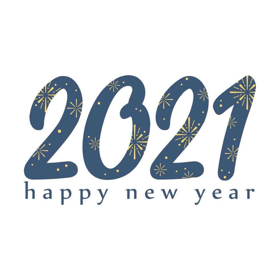 2021 happy new year, fireworks in numbers greeting card vector