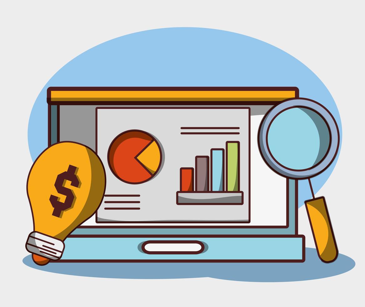 money business financial laptop report chart search creativity vector