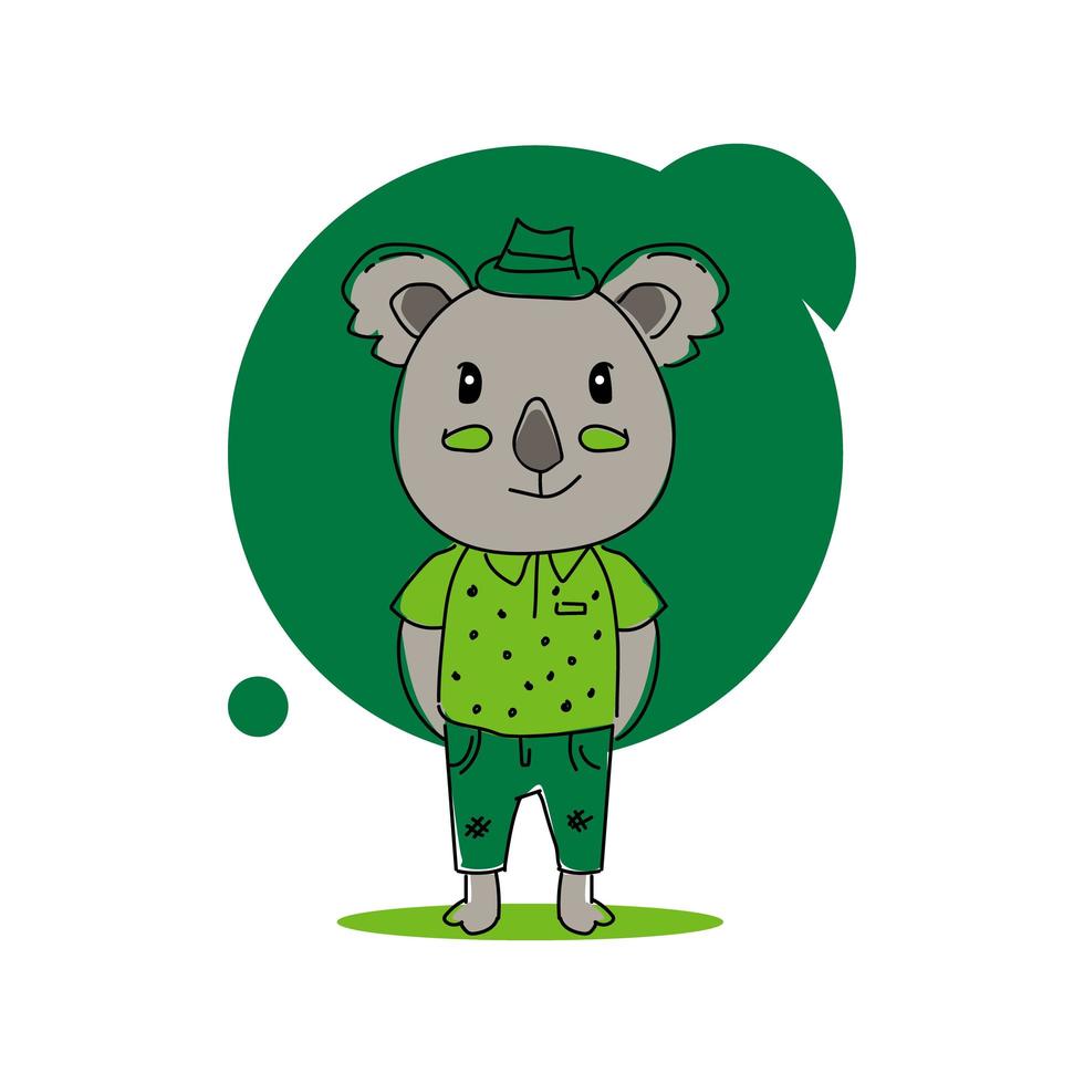 Lindo Bebe De Dibujos Animados Koala Con Diseno Uniforme Vector En Vecteezy