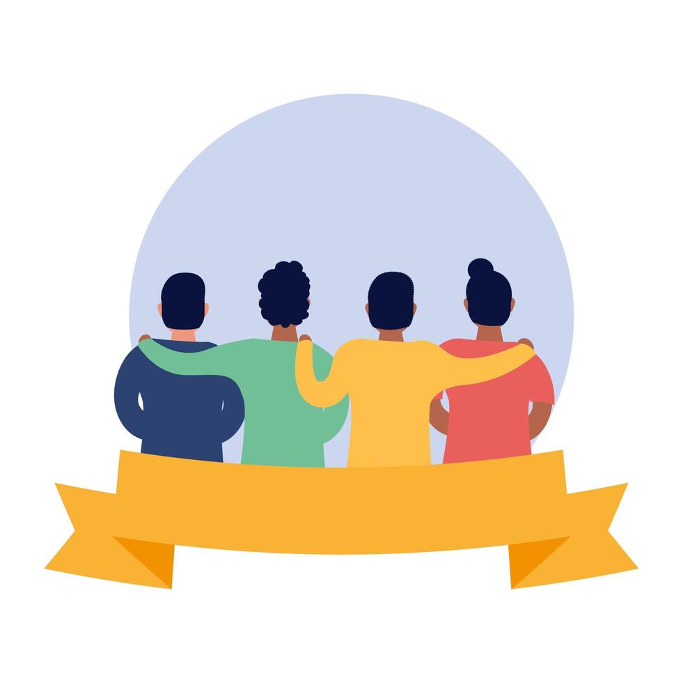 interracial friends avatars characters vector