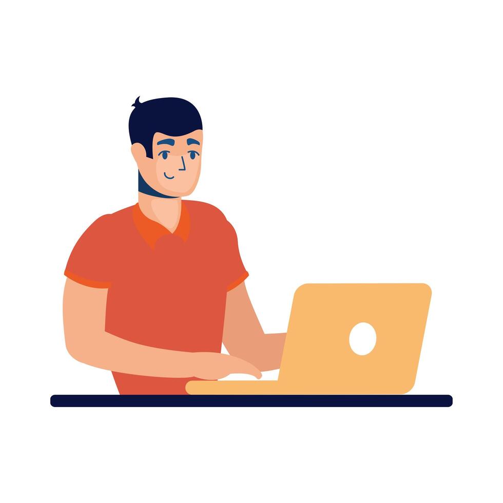 Man with laptop vector design