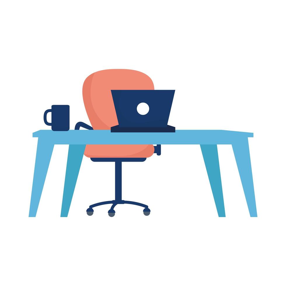 office desk with chair and laptop vector design