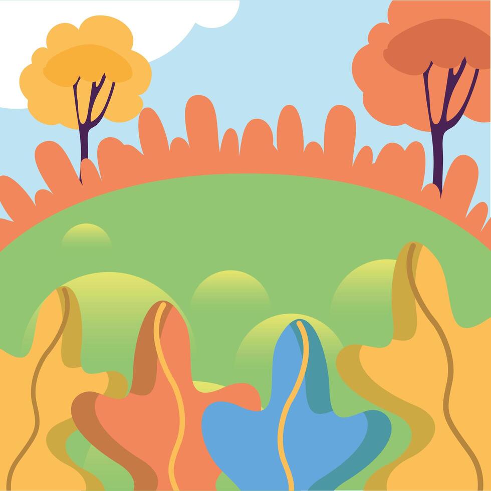 paisaje del parque con diseño vectorial de árboles vector