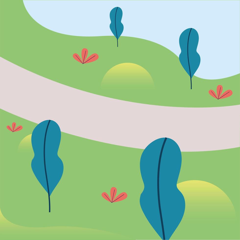 paisaje del parque con árboles y diseño vectorial de forma vector