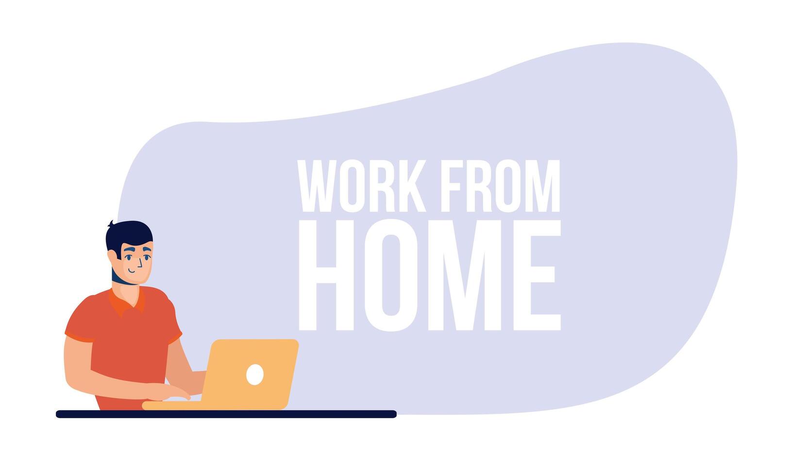 Hombre con laptop y trabajo desde casa diseño vectorial vector