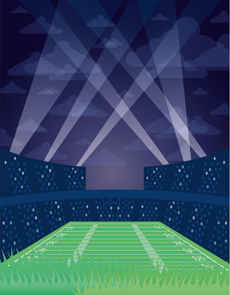 american football field scene icon vector