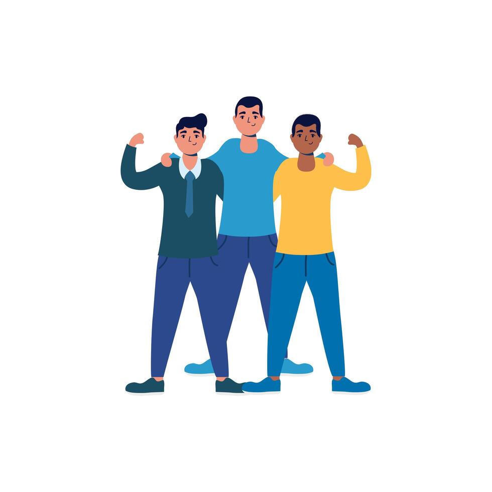 interracial strong men male avatars characters vector