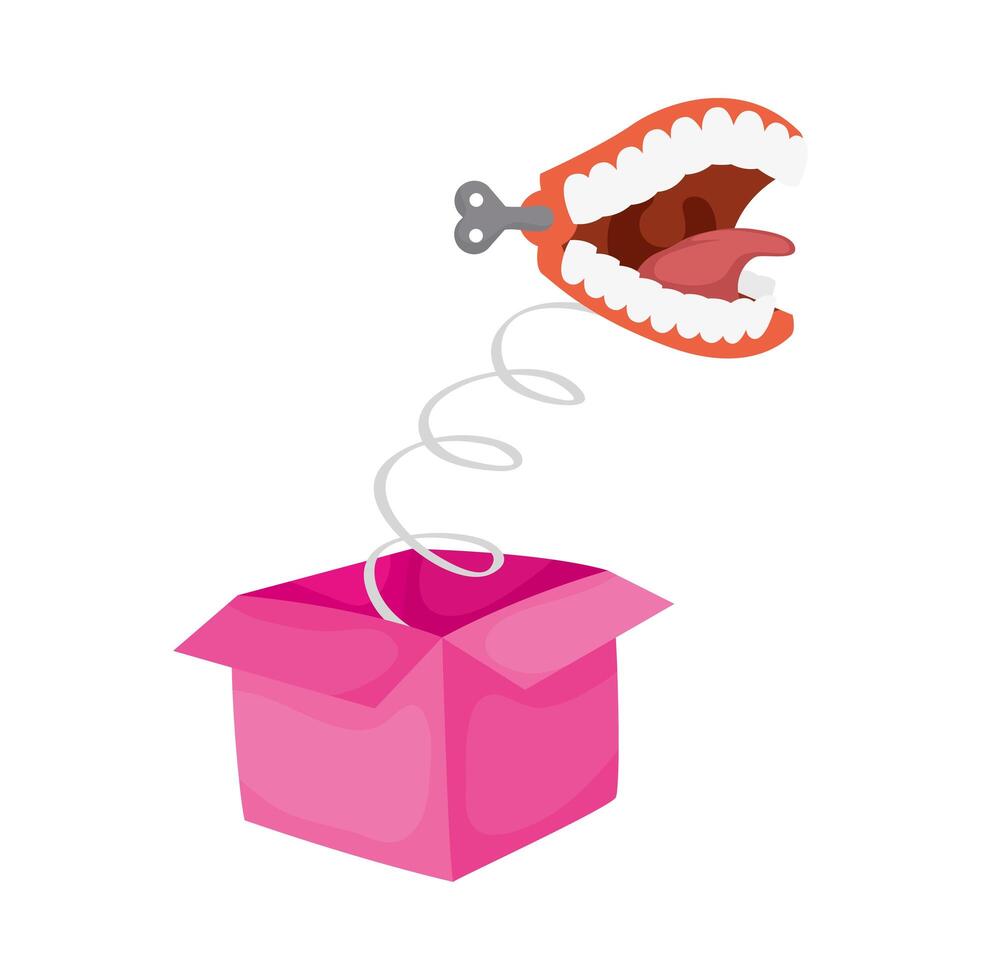 surprise box with mouth fools day accessory vector