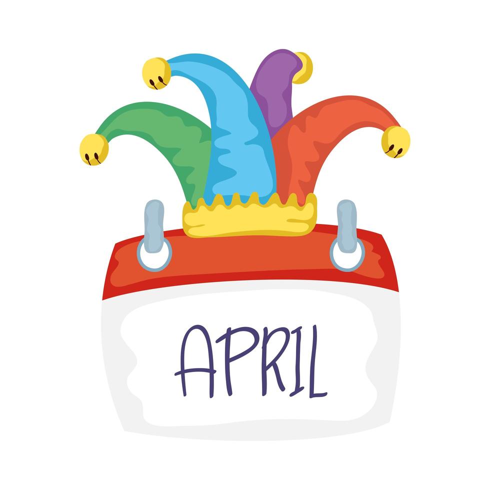 jester hat with calendar fools day accessory vector