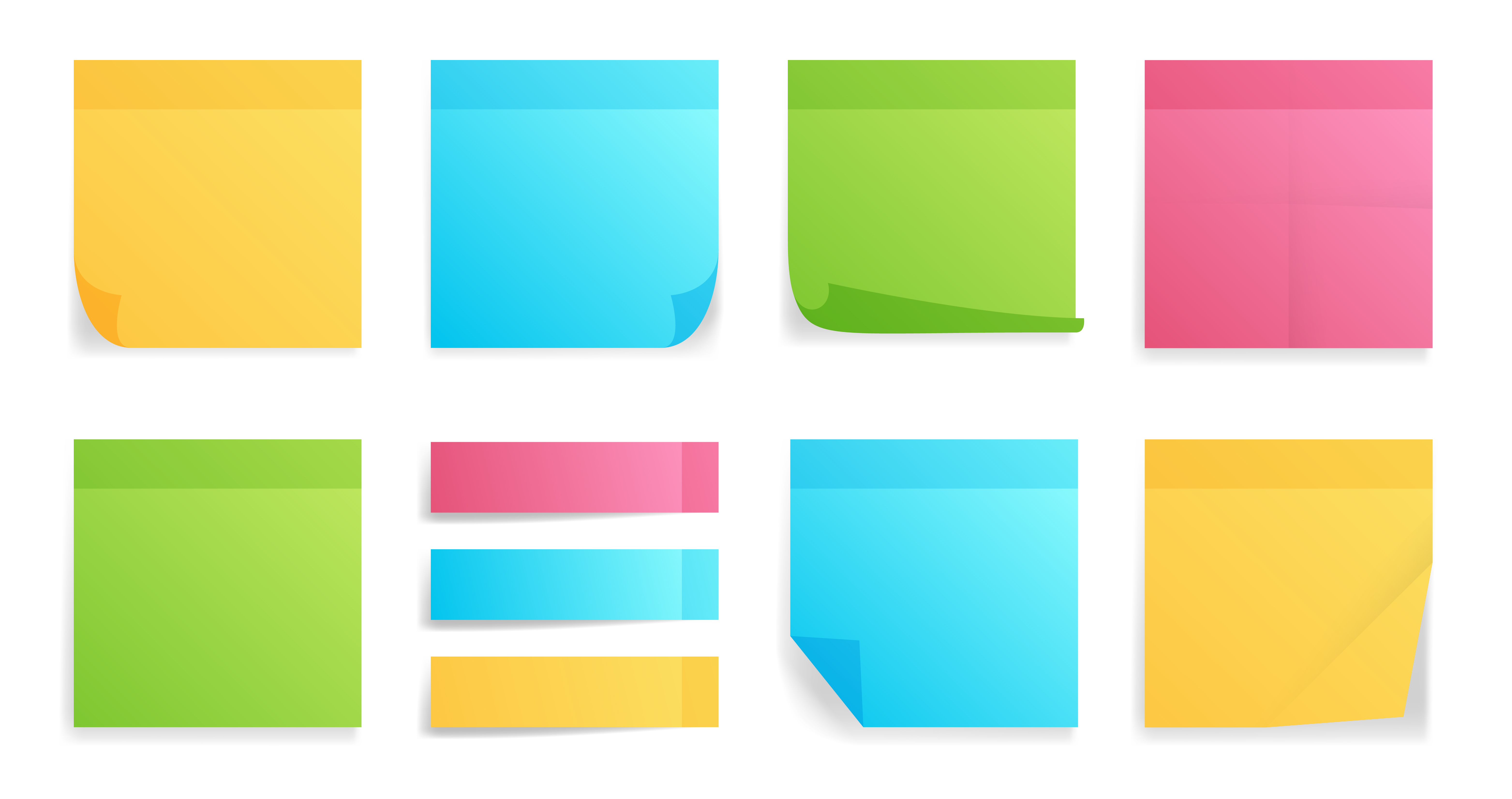 Collection of different colored sheets of notes 1834369 Vector Art at Vecteezy