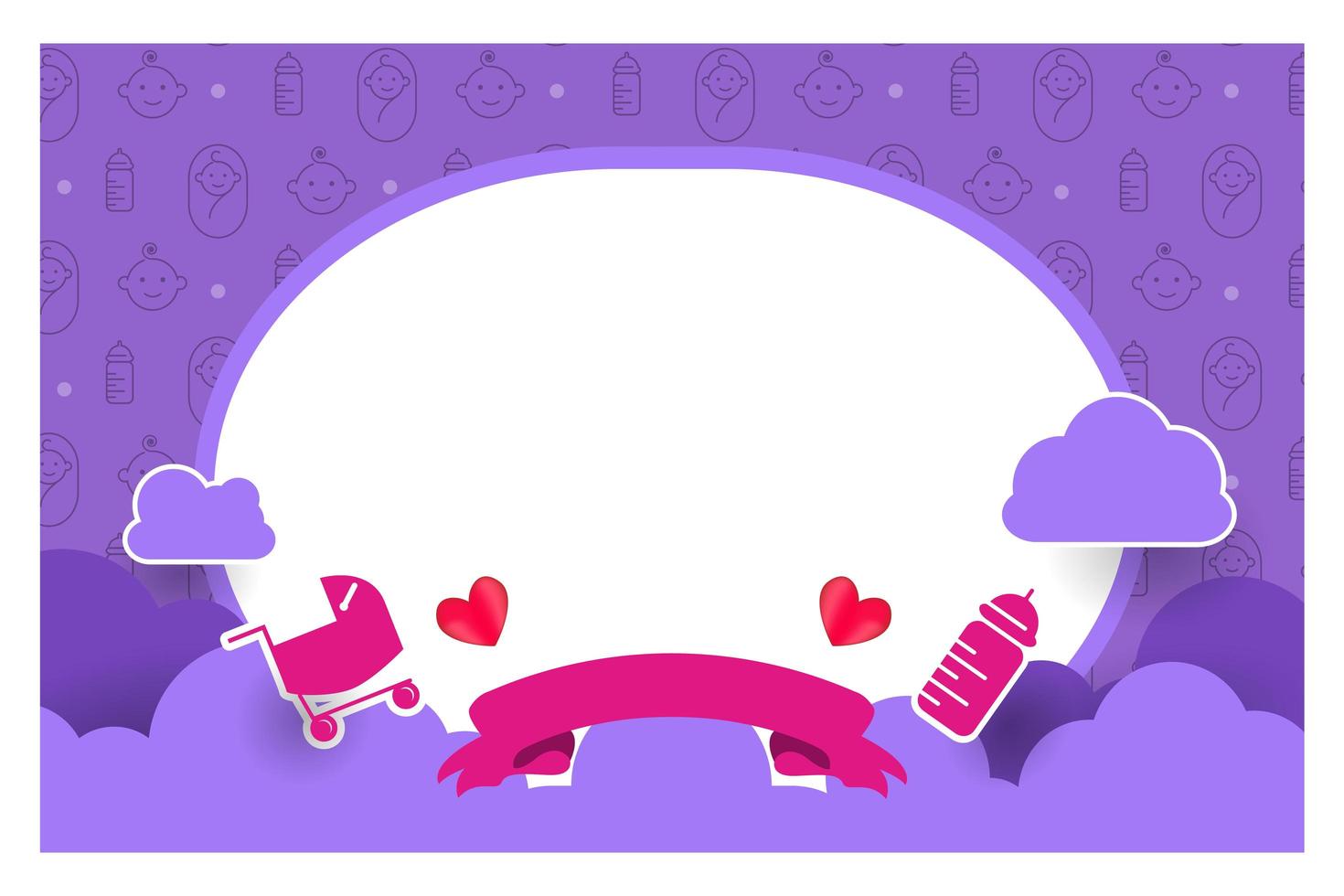 Purple Baby Shower Card Template Design For Printing 1834376 Vector Art At Vecteezy