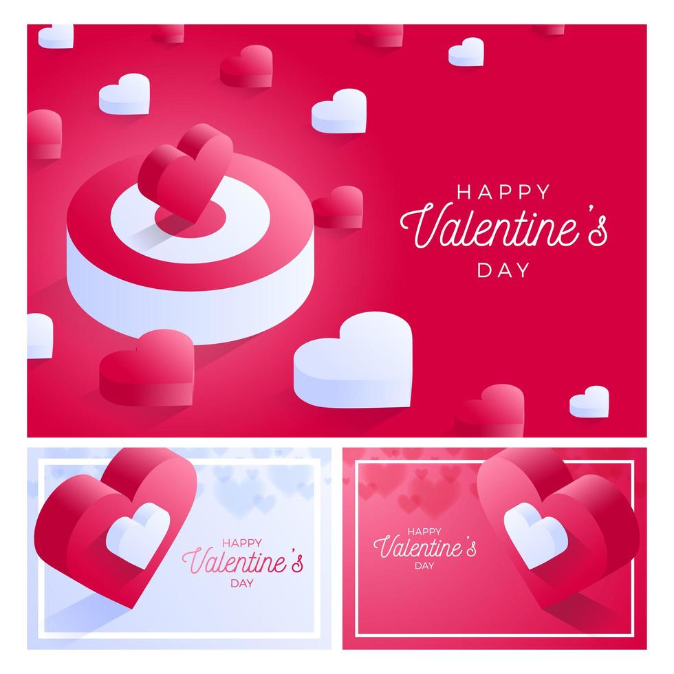 conjunto de tarjetas de san valentín vector