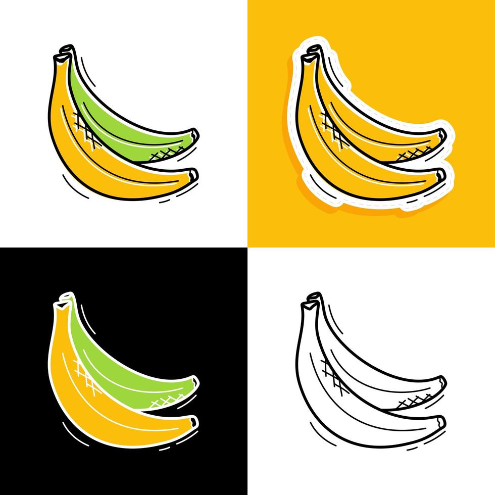 Banana hand drawn set vector