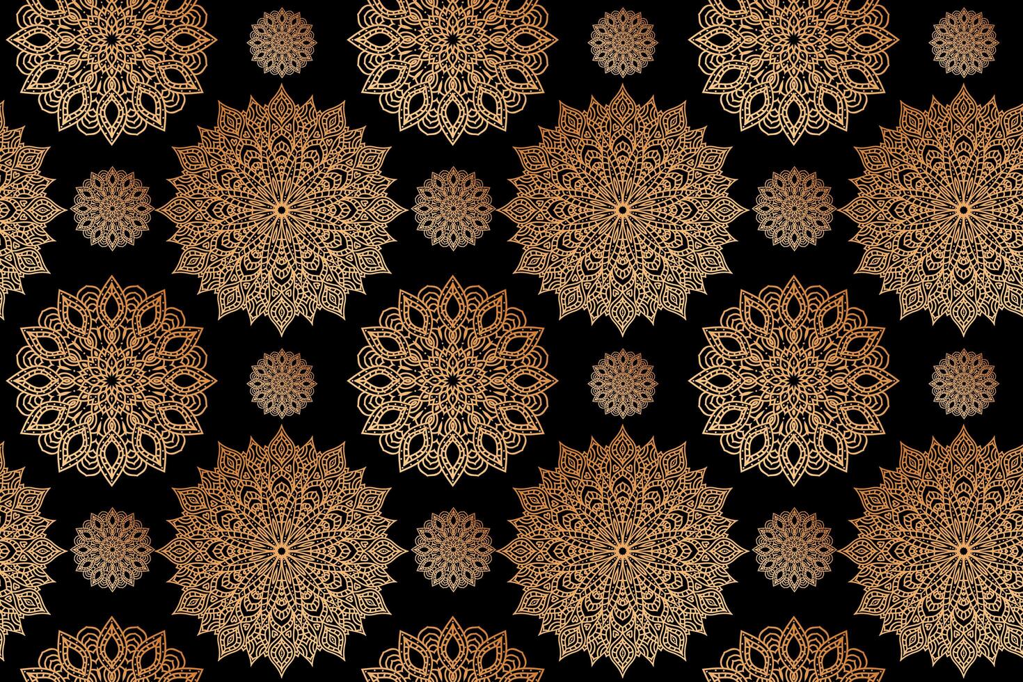 Circular golden mandala pattern.   Decorative ornament in ethnic oriental style. Coloring book page. vector