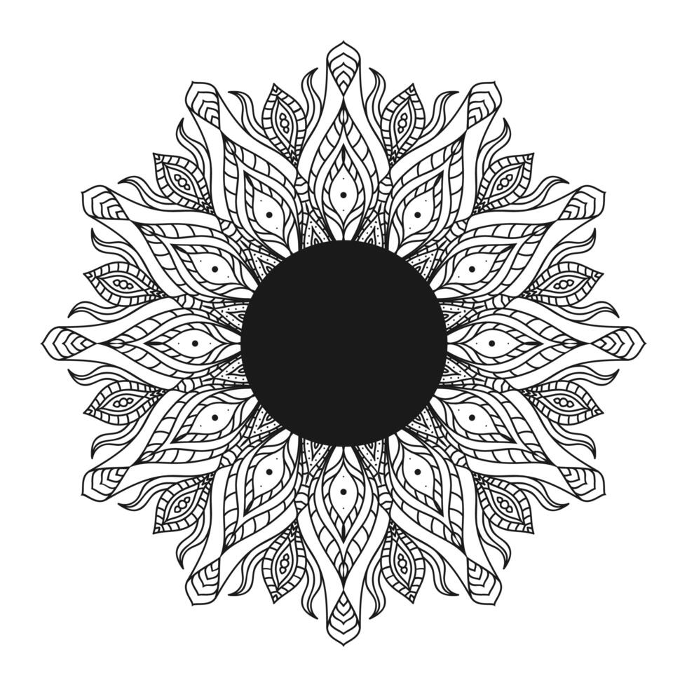 Hand draw circular mandala, sun mandala.  Decorative ornament in ethnic oriental style. Coloring book page. vector