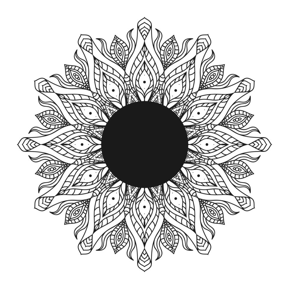 mano dibujar mandala circular, mandala de sol. adorno decorativo en estilo étnico oriental. página de libro para colorear. vector