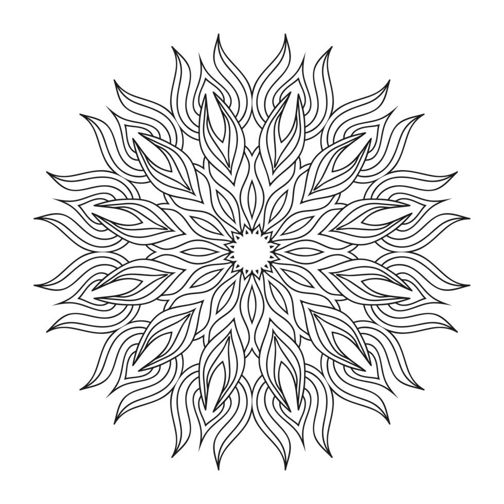 Hand draw circular mandala, sun mandala.  Decorative ornament in ethnic oriental style. Coloring book page. vector