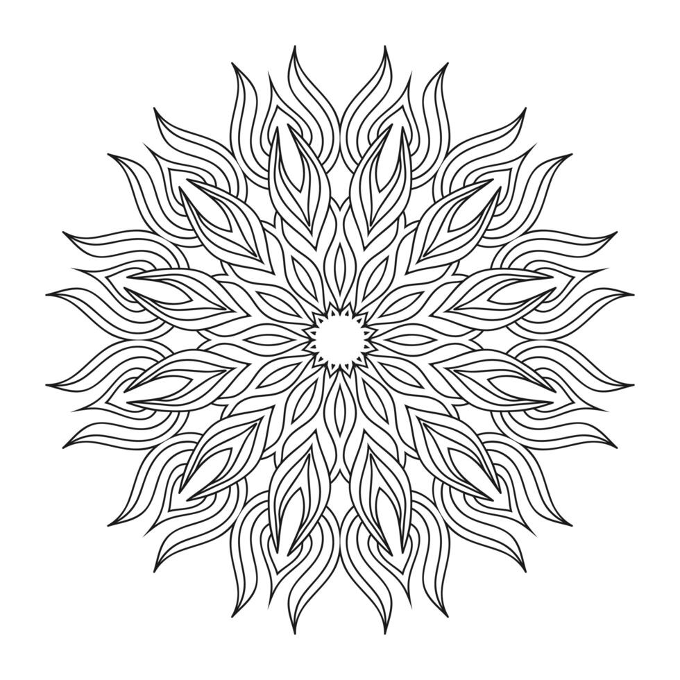 mano dibujar mandala circular, mandala de sol. adorno decorativo en estilo étnico oriental. página de libro para colorear. vector