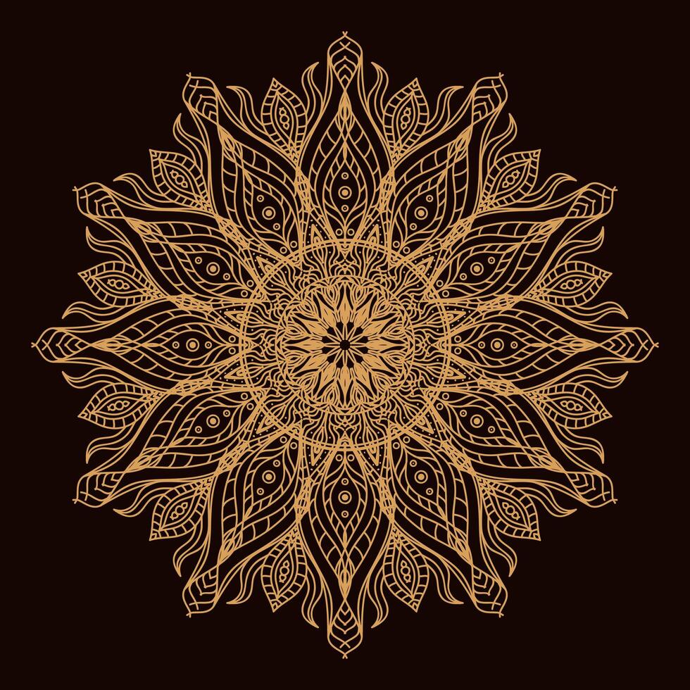 Golden luxury circular mandala. Decorative ornament in ethnic oriental style. Coloring book page. vector