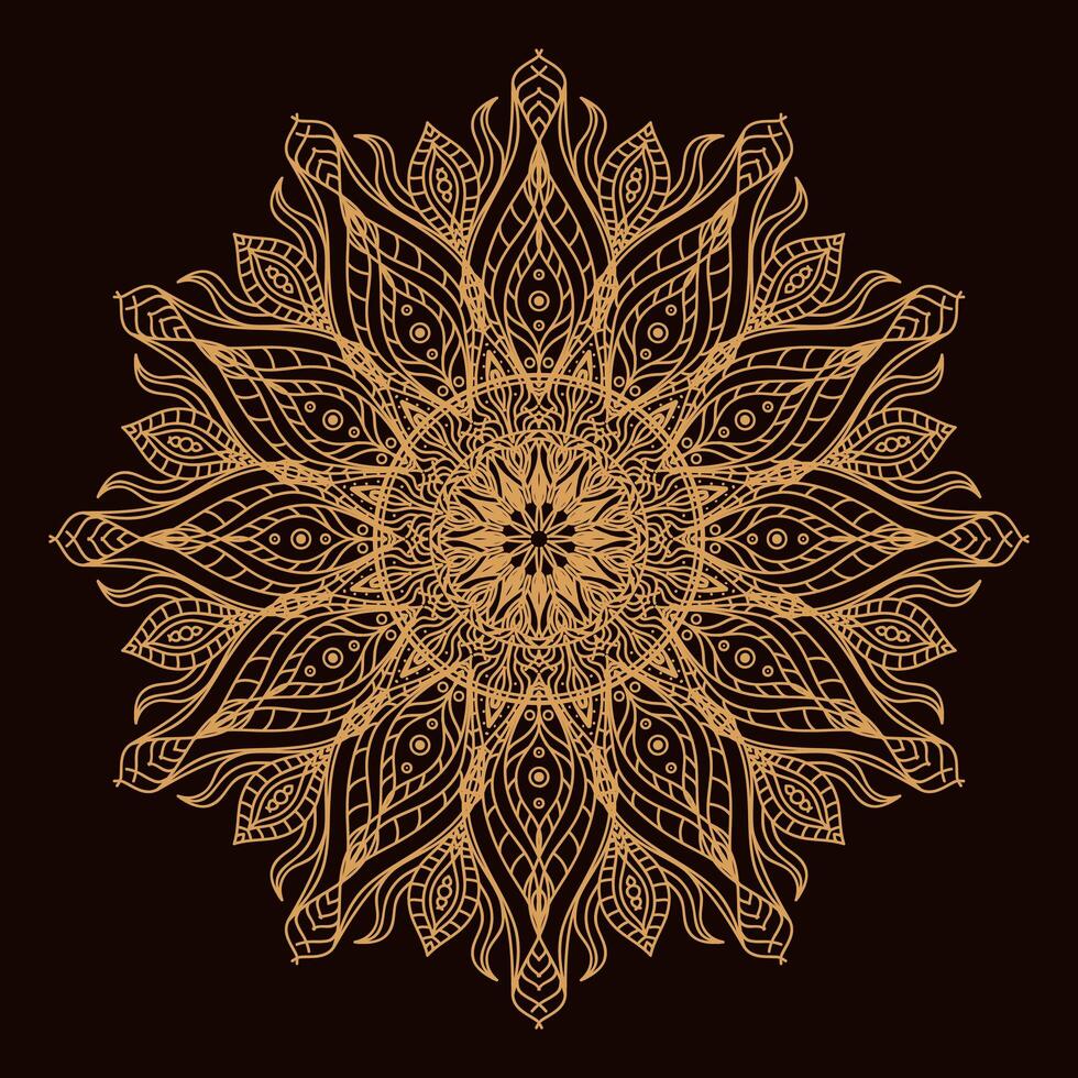 mandala circular de lujo dorado. adorno decorativo en estilo étnico oriental. página de libro para colorear. vector