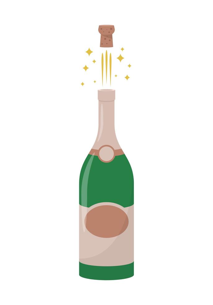 Ilustración de diseño de vector de botella de champán aislado sobre fondo blanco