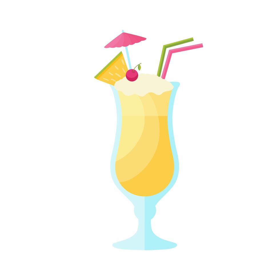 Diseño de vector de bebida de cóctel de piña colada.