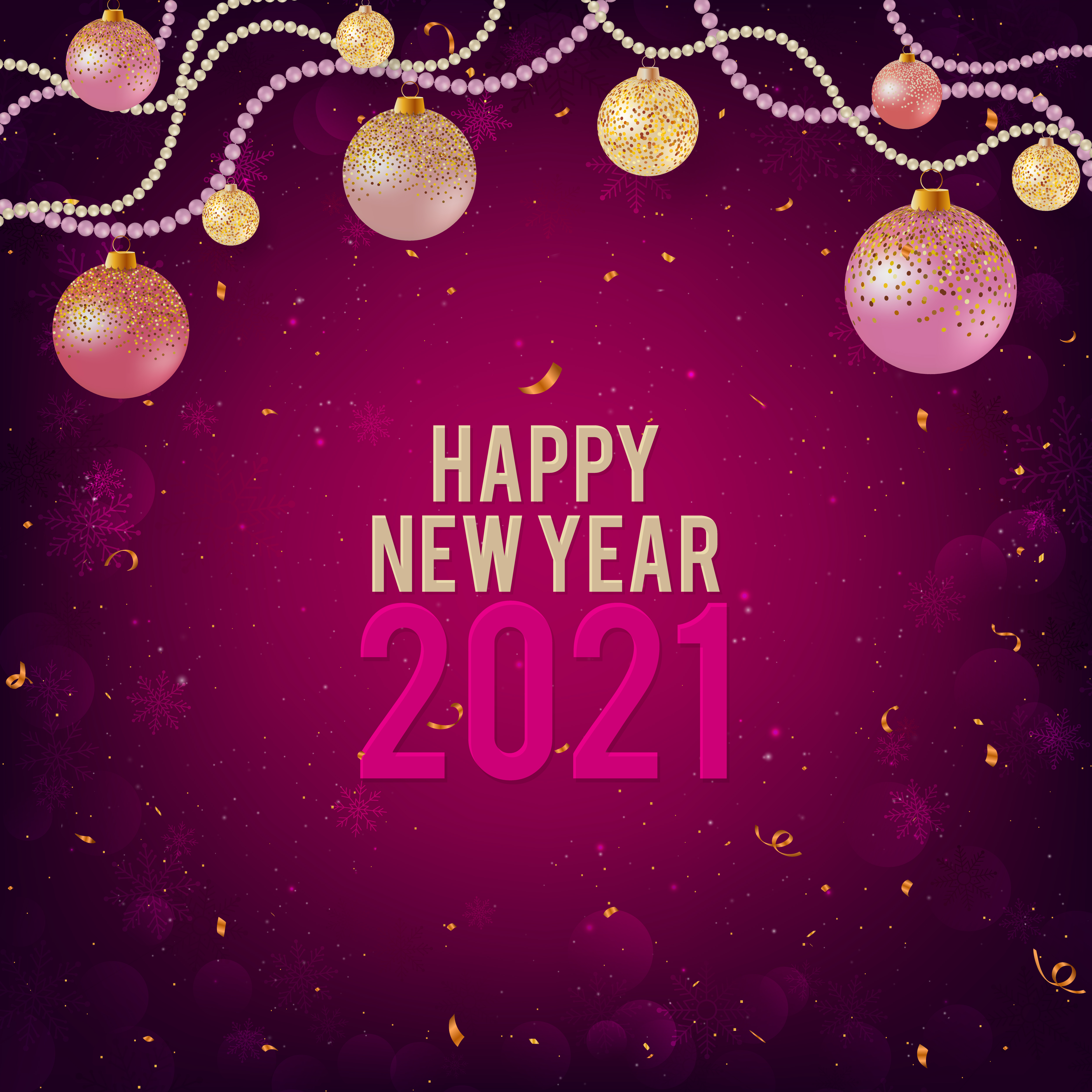 Happy New Year 2021 pink background with baubles 1834603 Vector Art at  Vecteezy